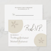 Beach Wedding Sand Dollar Wedding RSVP Kaartje (Voorkant / Achterkant)