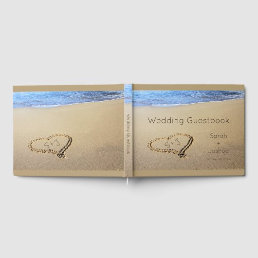 Beach Wedding Sand Heart Initialen Gastenboek (Volledig)