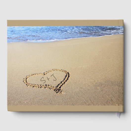 Beach Wedding Sand Heart Initialen Gastenboek (Achterkant)