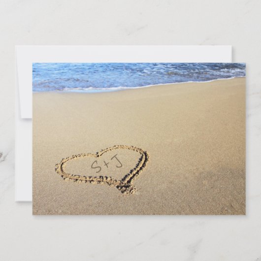 Beach Wedding Sand Heart Initialen Save The Date (Achterkant)
