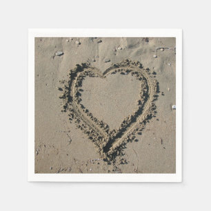 Beach Wedding Sand Heart Paper Napkins Servet