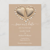 Beach Wedding Sand Hearts-Save Our Date Informatiekaartje (Voorkant)