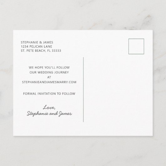 Beach Wedding Sand Ocean Waves Save the Date Aankondigingskaart (Achterkant)