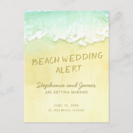 Beach Wedding Sand Ocean Waves Save the Date Aankondigingskaart
