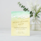 Beach Wedding Sand Ocean Waves Save the Date Aankondigingskaart (Staand voorkant)