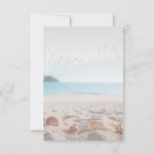 Beach Wedding, Sand, Seashells Invitation Kaart (Achterkant)