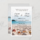 Beach Wedding, Sand, Seashells Invitation Kaart (Voorkant / Achterkant)