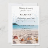 Beach Wedding, Sand, Seashells Reception Kaart (Voorkant)