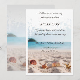Beach Wedding, Sand, Seashells Reception Kaart