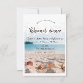 Beach Wedding, Sand, Seashells Rehearsal Dinner Kaart (Voorkant)