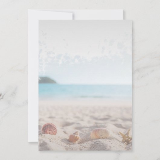 Beach Wedding, Sand, Seashells sparen de Datum Save The Date (Achterkant)