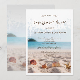 Beach Wedding, Sand, Seashells Verloving Kaart
