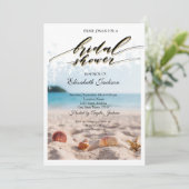 Beach Wedding, Sand, Seashells Vrijgezellenfeest Kaart (Staand voorkant)