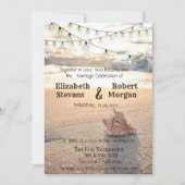 Beach Wedding, Sand, String Lights Seashell Kaart (Voorkant)
