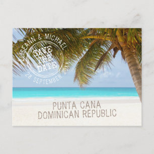 Beach Wedding Sandy Palm Tree Save the Date Aankondigingskaart