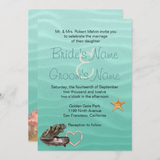 Beach Wedding Sandy Shore Kaart (Voorkant / Achterkant)