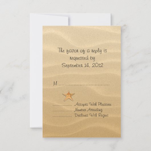 Beach Wedding Sandy Shore RSVP Kaartje (Achterkant)