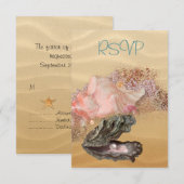Beach Wedding Sandy Shore RSVP Kaartje (Voorkant / Achterkant)