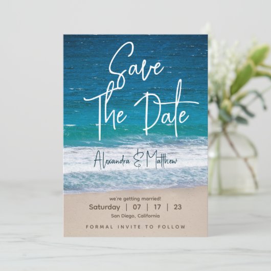 Beach Wedding Save The Date (Staand voorkant)