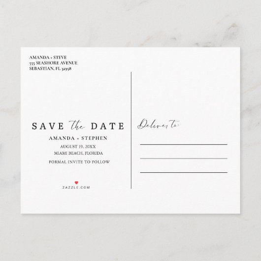 Beach Wedding Save The Date Aankondigingskaart (Achterkant)