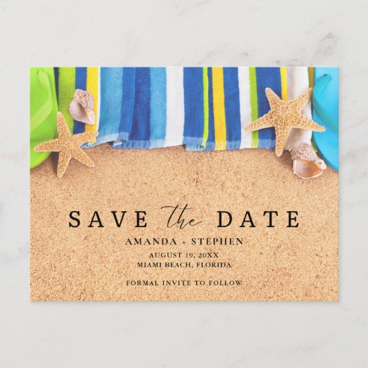 Beach Wedding Save The Date Aankondigingskaart (Voorkant)