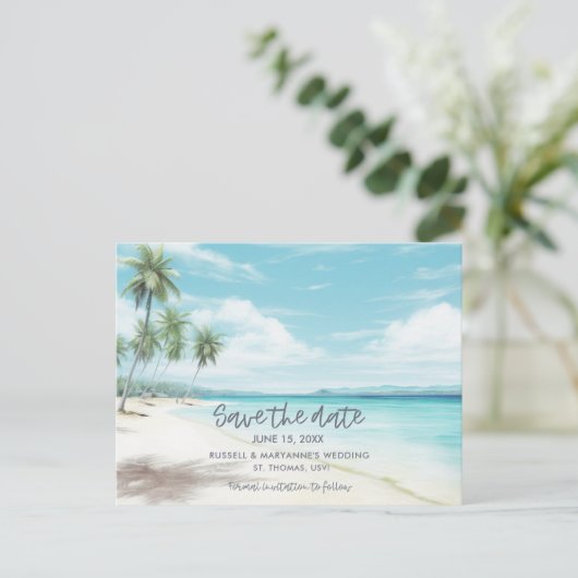 Beach Wedding Save the Date Briefkaart (Staand voorkant)
