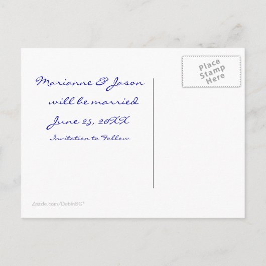 Beach Wedding Save-the-Date Briefkaart (Achterkant)