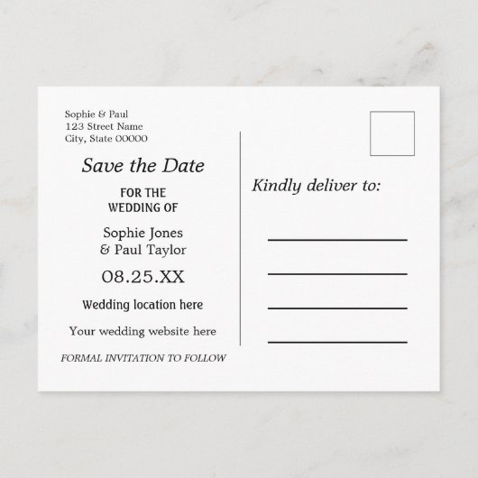 Beach Wedding Save the Date Briefkaart (Achterkant)
