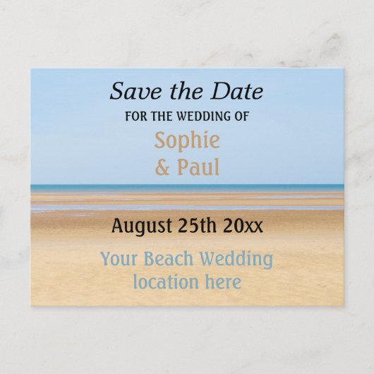 Beach Wedding Save the Date Briefkaart (Voorkant)