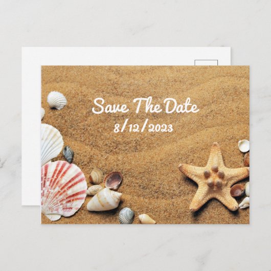 Beach Wedding Save the Date Briefkaart (Voorkant / Achterkant)