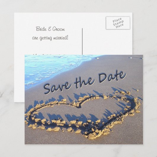 Beach Wedding Save the Date briefkaarten (Voorkant / Achterkant)