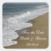 Beach Wedding Save the Date Envelope Seals Vierkante Sticker (Voorkant)