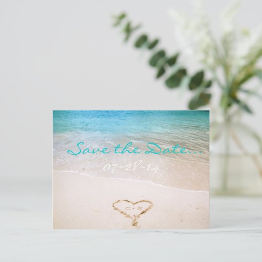 Beach Wedding Save the Date Invitation Briefkaart (Staand voorkant)