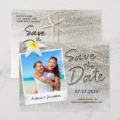 Beach Wedding Save the Date Invitations | Manuscri Aankondigingskaart (Voorkant / Achterkant)