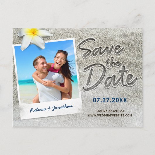 Beach Wedding Save the Date Invitations | Manuscri Aankondigingskaart (Voorkant)