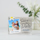 Beach Wedding Save the Date Invitations | Manuscri Aankondigingskaart (Staand voorkant)