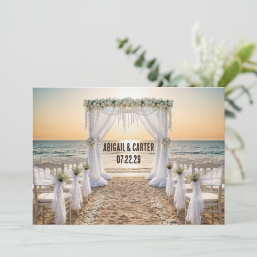 Beach Wedding Save the Date Kaart (Staand voorkant)