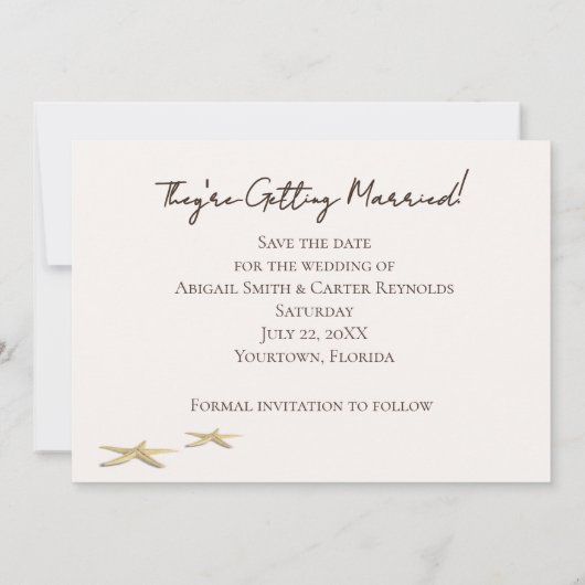 Beach Wedding Save the Date Kaart (Achterkant)