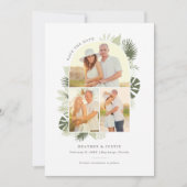 Beach Wedding Save the Date Kaart with Palm Leaves (Voorkant)