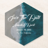 Beach Wedding Save the Date Onderzetter (Voorkant)