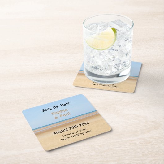 Beach Wedding Save the Date Paper Onderzetter (Insitu)