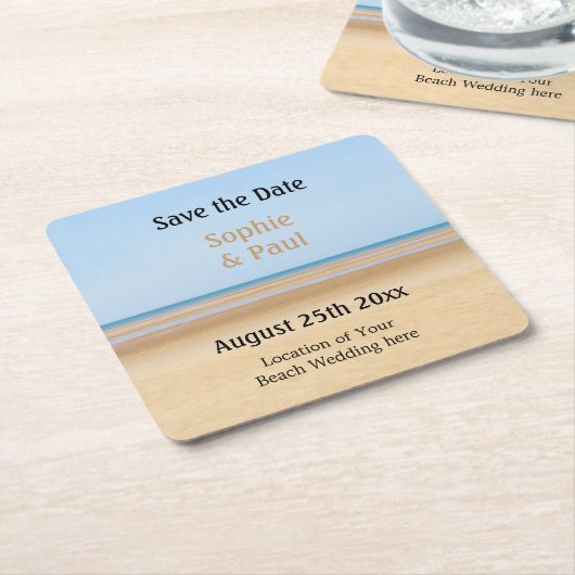 Beach Wedding Save the Date Paper Onderzetter (Schuin)