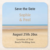 Beach Wedding Save the Date Paper Onderzetter (Voorkant)