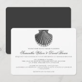 Beach Wedding Scallop Shell Black Kaart (Voorkant / Achterkant)