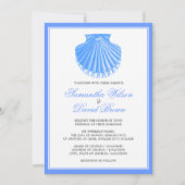 Beach Wedding  Scallop Shell Blue Kaart (Voorkant)