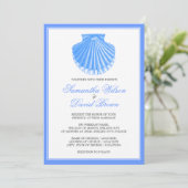 Beach Wedding  Scallop Shell Blue Kaart (Staand voorkant)