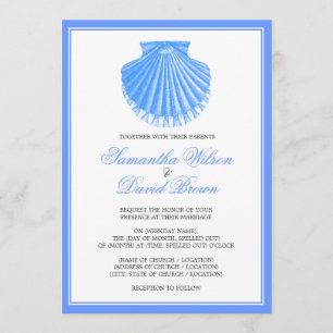 Beach Wedding Scallop Shell Blue Kaart