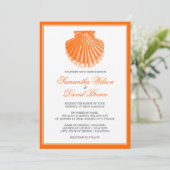 Beach Wedding  Scallop Shell Oranje Kaart (Staand voorkant)