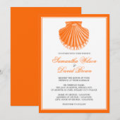 Beach Wedding  Scallop Shell Oranje Kaart (Voorkant / Achterkant)