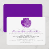 Beach Wedding Scallop Shell Paars Kaart (Voorkant / Achterkant)